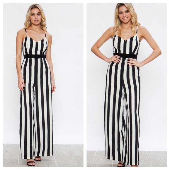 Black & White Stripes Jumpsuit - Picture 3 of 4